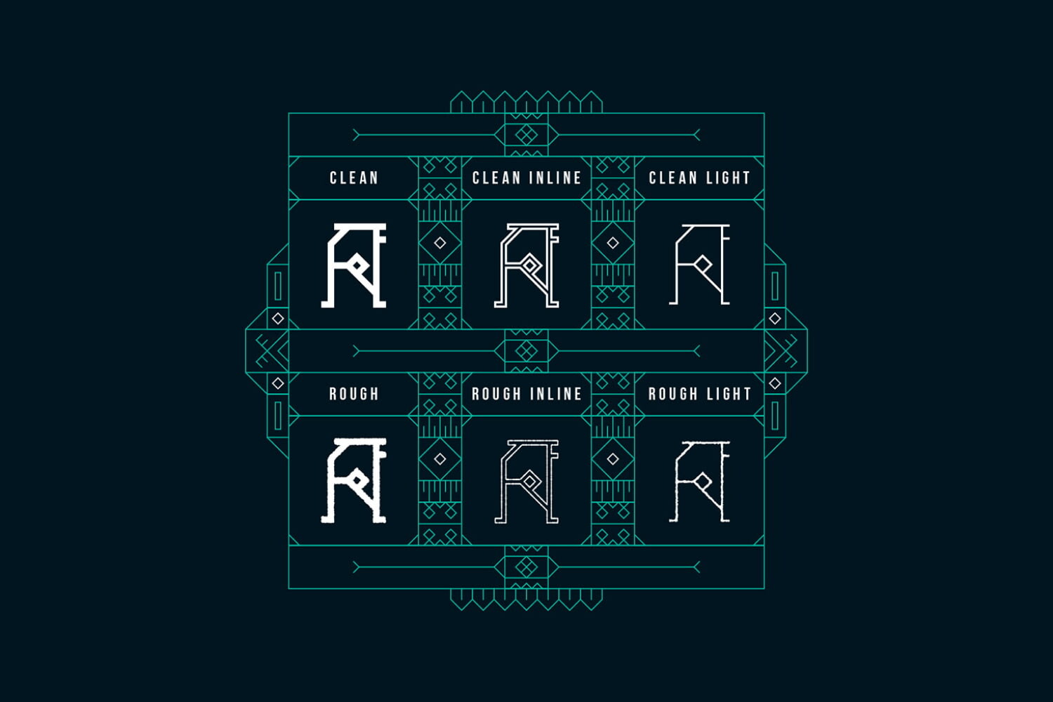 高质量复古部落少数名族图腾几何装饰艺术英文字体 KOMI FONT FAMILY 设计素材 sucaiwan.com