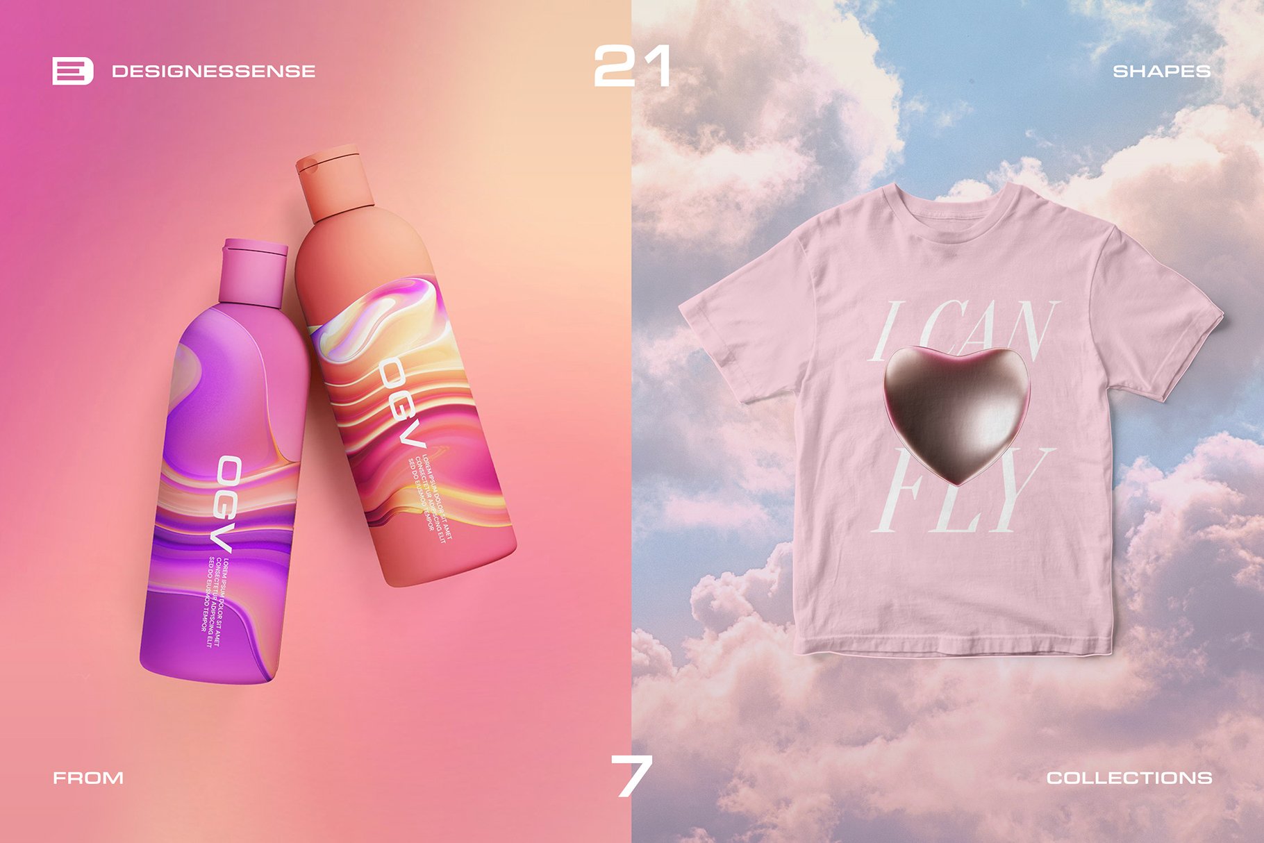 3D SAMPLE PACK 21个海报封面网页设计社交媒体时尚品牌3D形状PNG 图片素材 sucaiwan.com