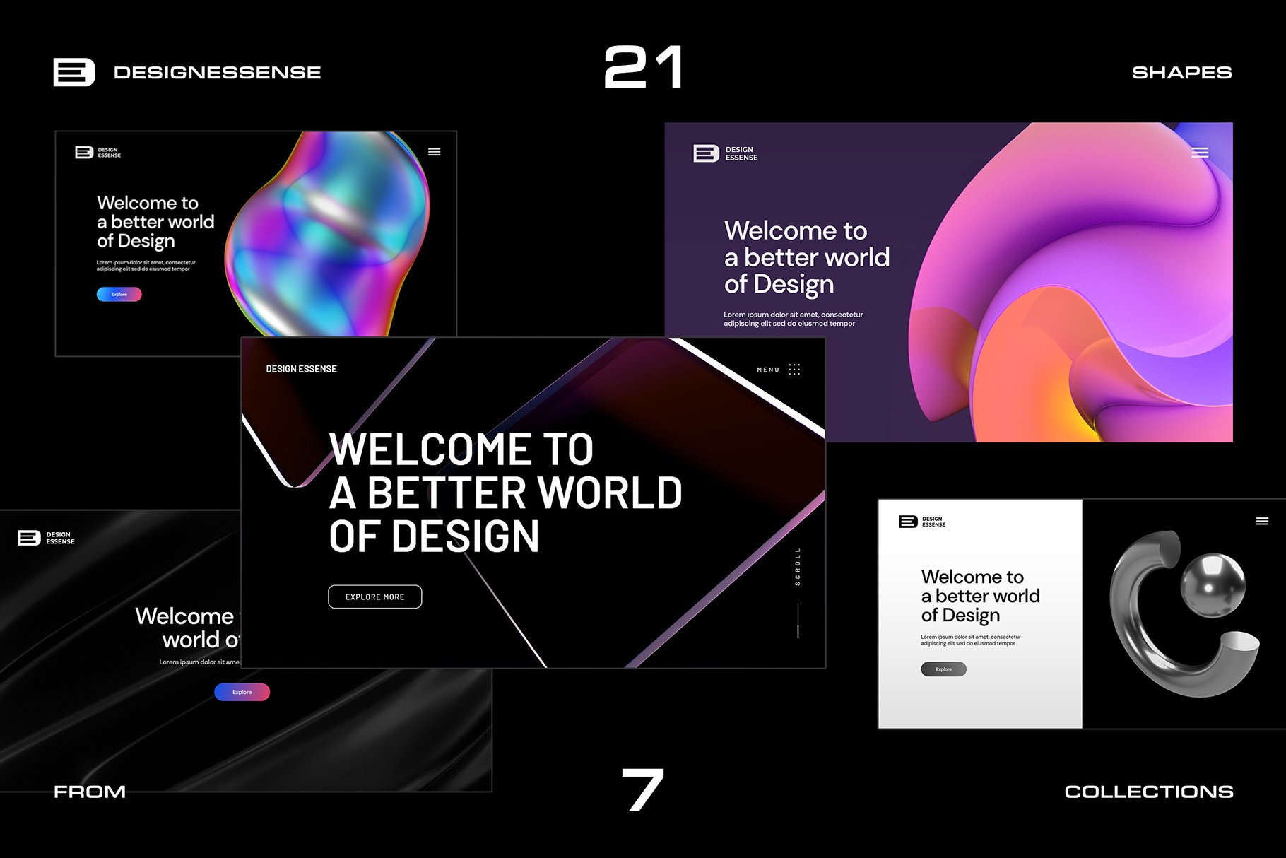 3D SAMPLE PACK 21个海报封面网页设计社交媒体时尚品牌3D形状PNG 图片素材 sucaiwan.com