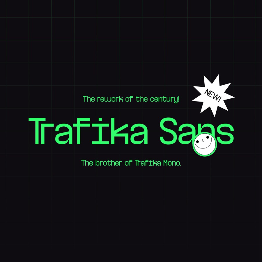 潮流酸性艺术实验性海报设计杂志排版英文无衬线字体 Trafika Sans 设计素材 sucaiwan.com