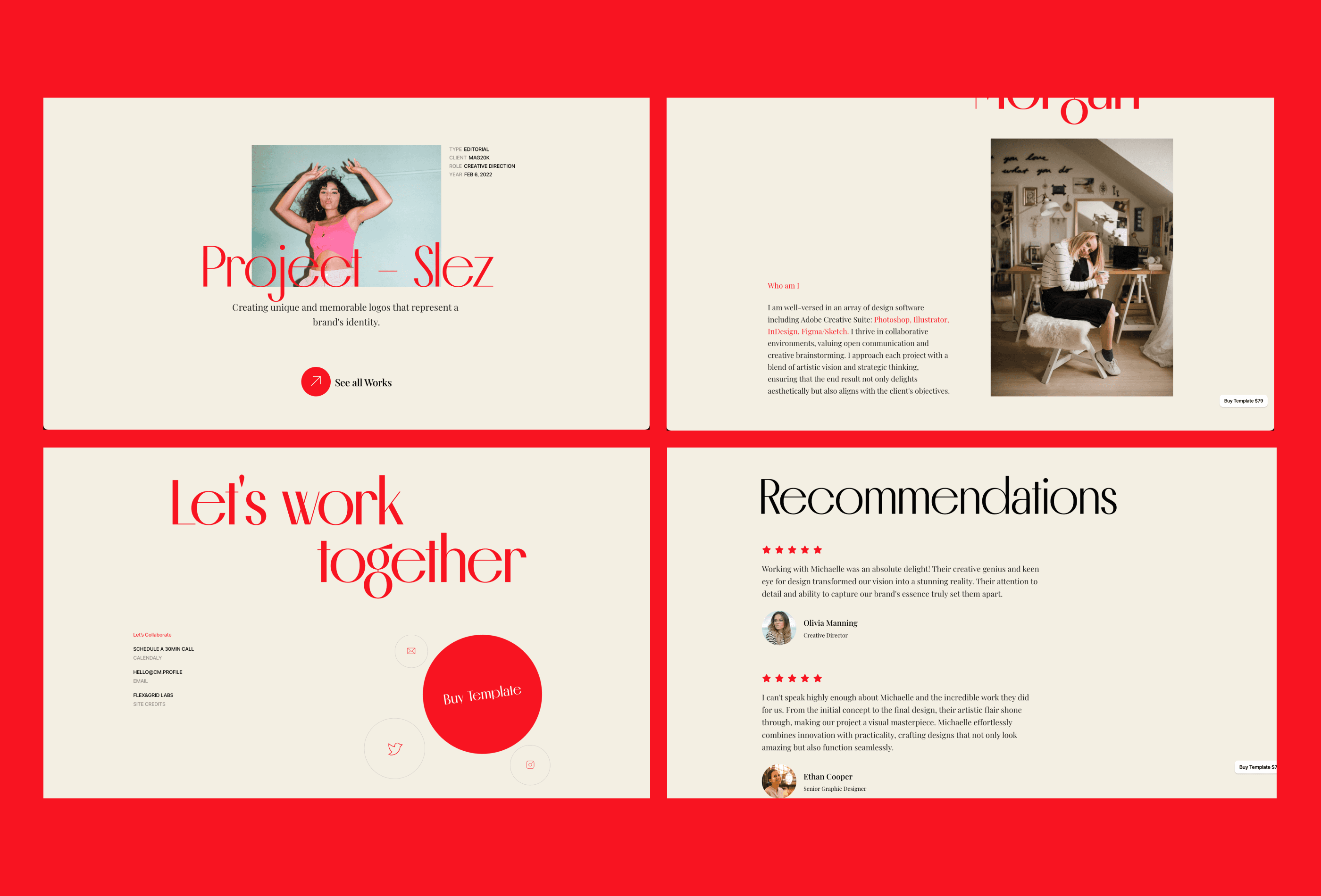 高质量欧美极简风个人博客简历作品集网站模板素材 Michelle Framer Template APP UI sucaiwan.com