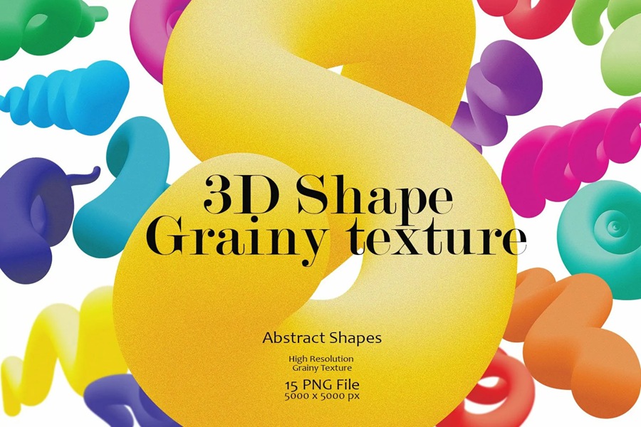 潮流3D抽象磨砂颗粒感形状膏体设计素材合集 15 Variation 3D Shape Grainy Texture 图片素材 sucaiwan.com
