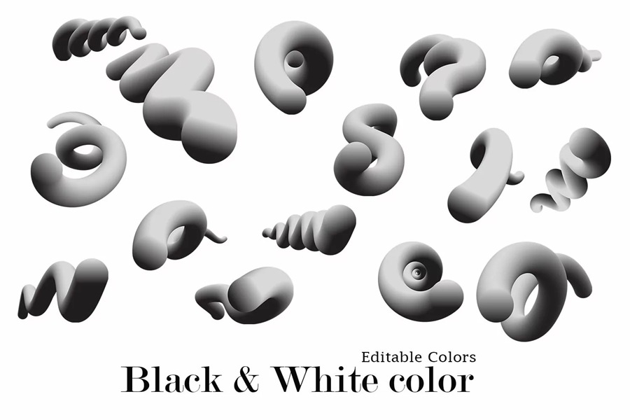 潮流3D抽象磨砂颗粒感形状膏体设计素材合集 15 Variation 3D Shape Grainy Texture 图片素材 sucaiwan.com