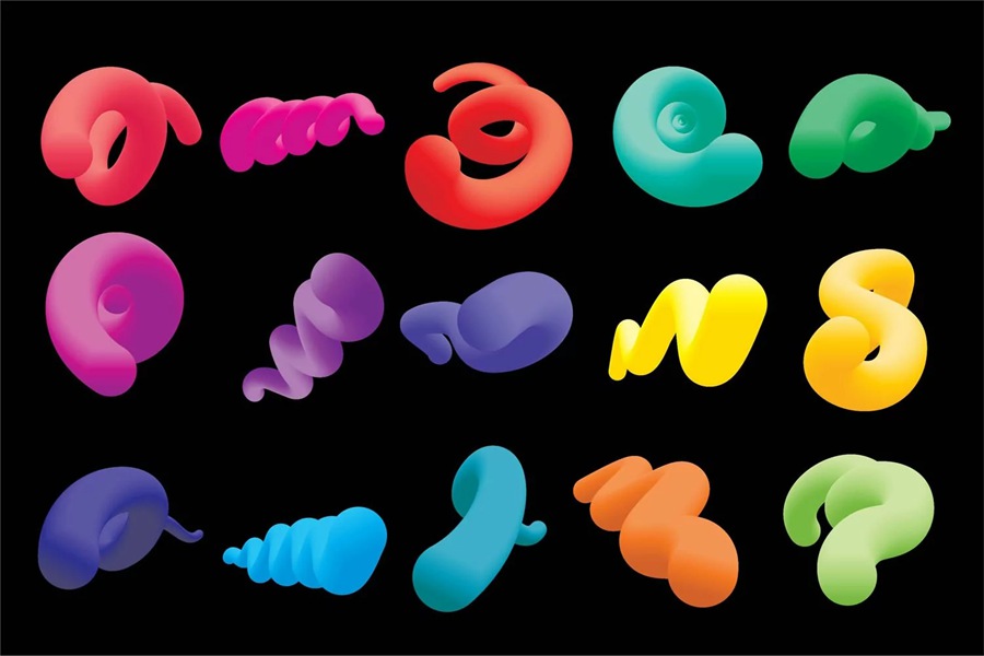 潮流3D抽象磨砂颗粒感形状膏体设计素材合集 15 Variation 3D Shape Grainy Texture 图片素材 sucaiwan.com