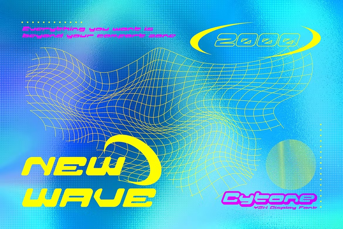 未来派Y2K千禧年复古科技电影海报标题英文字体 Cytone - Y2K Font 设计素材 sucaiwan.com