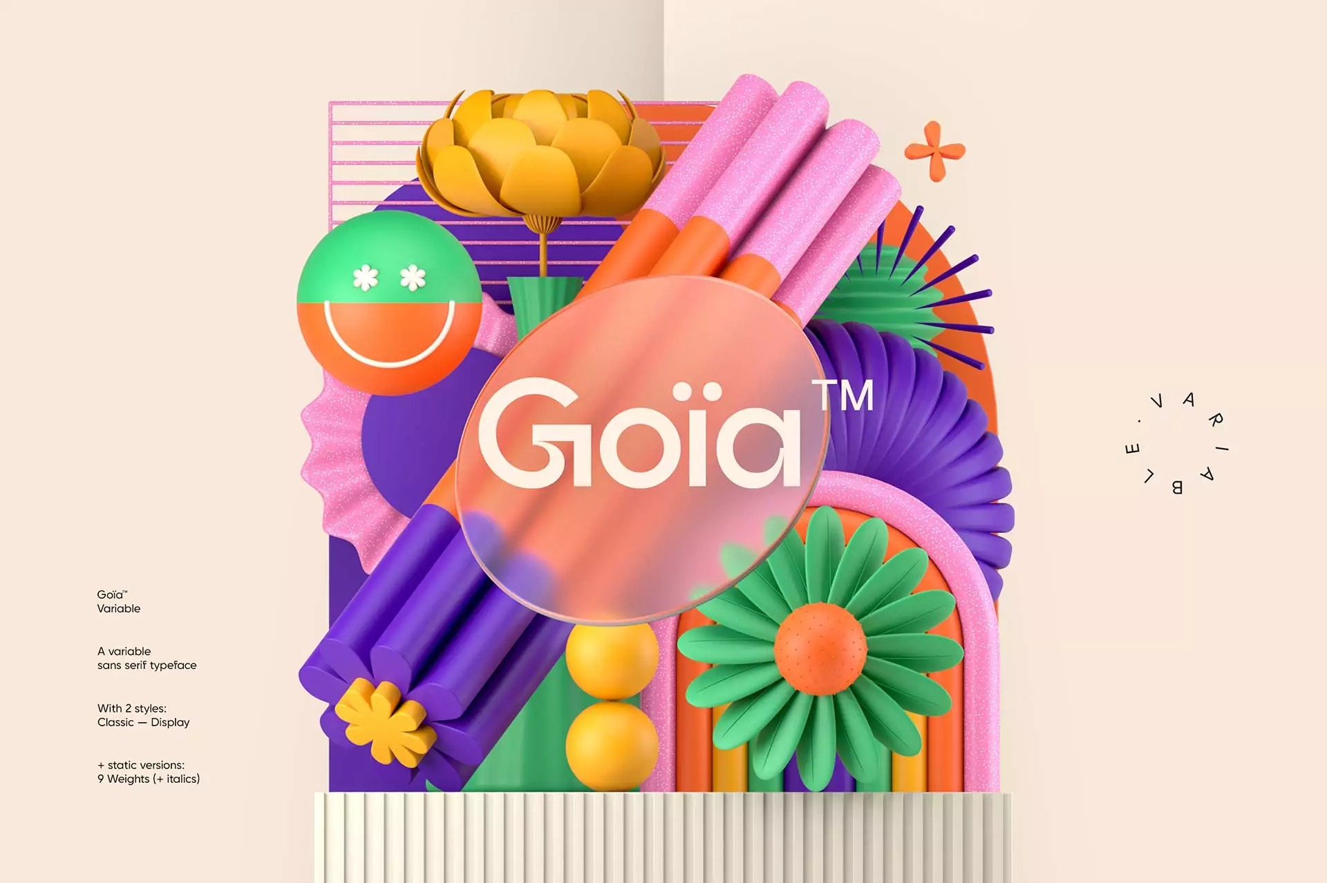 现代独特可变几何风创意海报标题设计无衬线英文字体系列 Goia Variable Typeface 设计素材 sucaiwan.com