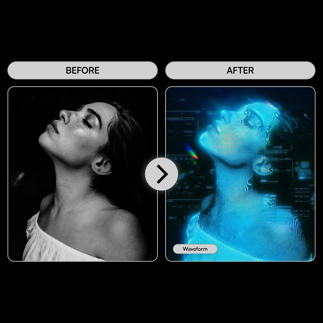 复古未来派CRT毛刺故障信号失真发光动态艺术PS动作特效模板 CRT Phaser 插件预设 sucaiwan.com