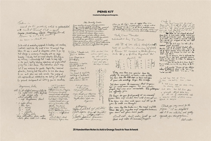 850+复古灵感手绘钢笔水彩笔涂鸦标记符号图案插画线条街头艺术PNG免扣元素设计套装 Indieground – Pens Kit 图片素材 sucaiwan.com