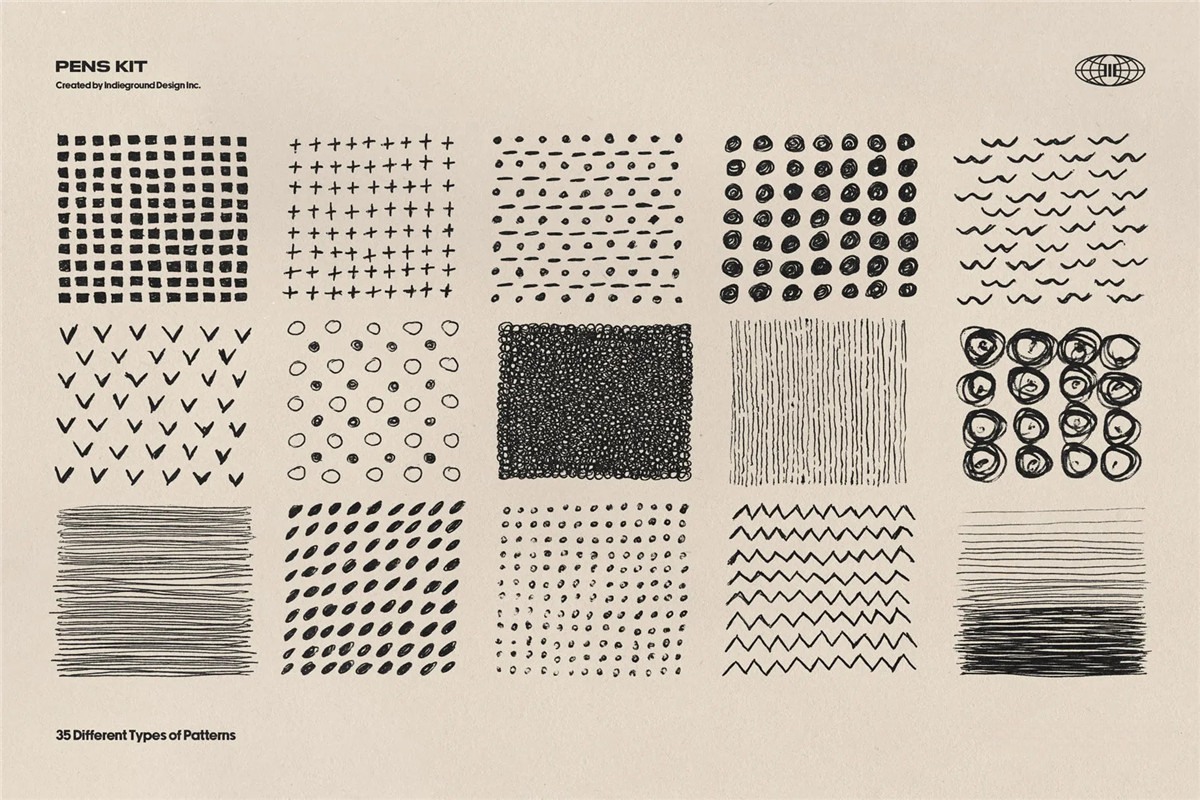 850+复古灵感手绘钢笔水彩笔涂鸦标记符号图案插画线条街头艺术PNG免扣元素设计套装 Indieground – Pens Kit 图片素材 sucaiwan.com
