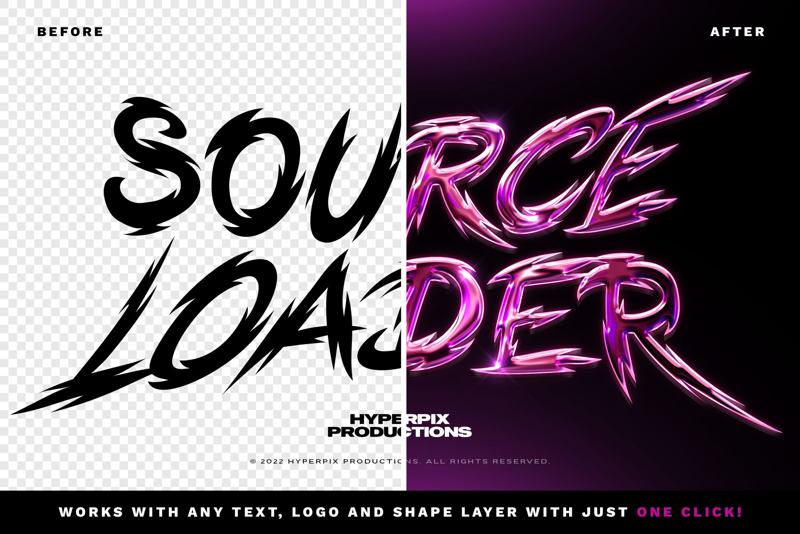 潮流酸性艺术紫色镀铬镭射金属字体特效PSD模板素材 Chrome Text Effect Vol.21 图片素材 sucaiwan.com