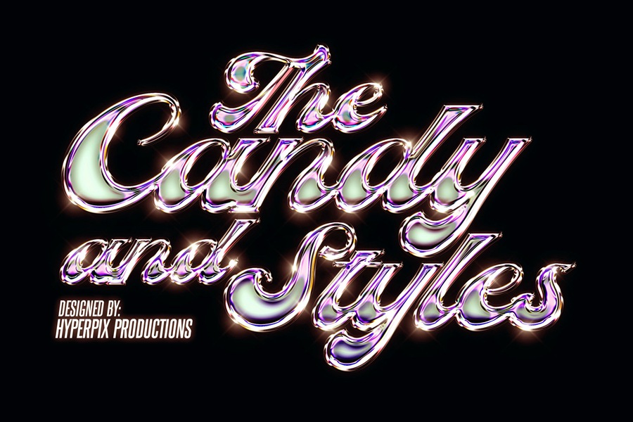 潮流酸性艺术镀铬镭射金属字体特效PSD模板素材 Chrome Text Effect Vol.20 图片素材 sucaiwan.com