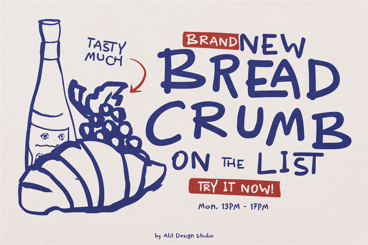 英文字体：80年代复古逆反差卡通俏皮标题logo标签设计粗体衬线英文字体安装包 Lobster Fugu Font , sucaiwan.com