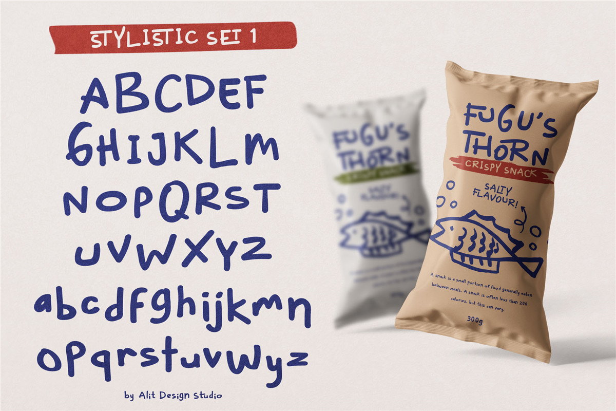 英文字体：80年代复古逆反差卡通俏皮标题logo标签设计粗体衬线英文字体安装包 Lobster Fugu Font , sucaiwan.com