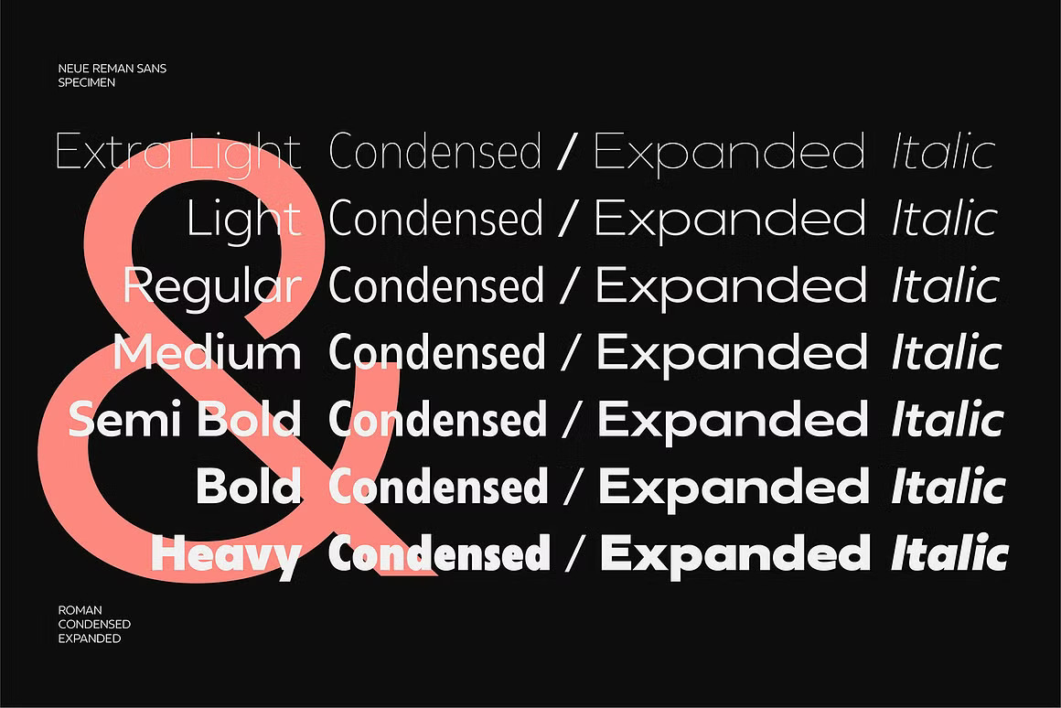 现代时尚几何风视觉海报标题LOGO设计PSAI无衬线英文字体安装包 Neue Reman Sans 设计素材 sucaiwan.com