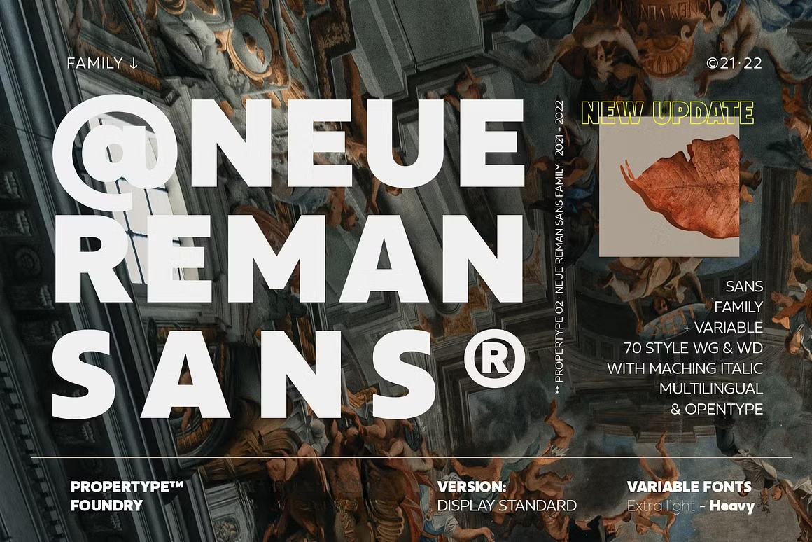 现代时尚几何风视觉海报标题LOGO设计PSAI无衬线英文字体安装包 Neue Reman Sans 设计素材 sucaiwan.com