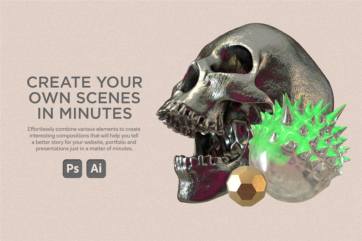 RULEBYART 140个酸性金属质感流体三维3D几何骷髅迷幻抽象艺术PNG元素包 140 Abstract 3D Shapes 图片素材 第2张-素材湾丨精选海外优质设计素材资源 RULEBYART 140个酸性金属质感流体三维3D几何骷髅迷幻抽象艺术PNG元素包 140 Abstract 3D Shapes 图片素材 sucaiwan.com