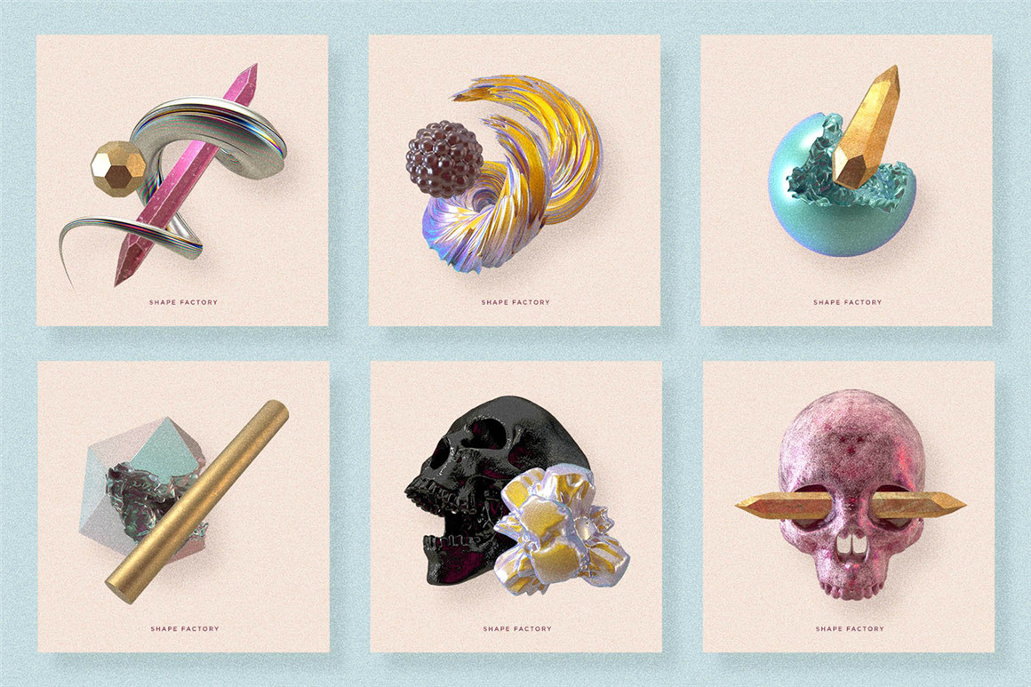 RULEBYART 140个酸性金属质感流体三维3D几何骷髅迷幻抽象艺术PNG元素包 140 Abstract 3D Shapes 图片素材 第4张-素材湾丨精选海外优质设计素材资源 RULEBYART 140个酸性金属质感流体三维3D几何骷髅迷幻抽象艺术PNG元素包 140 Abstract 3D Shapes 图片素材 sucaiwan.com