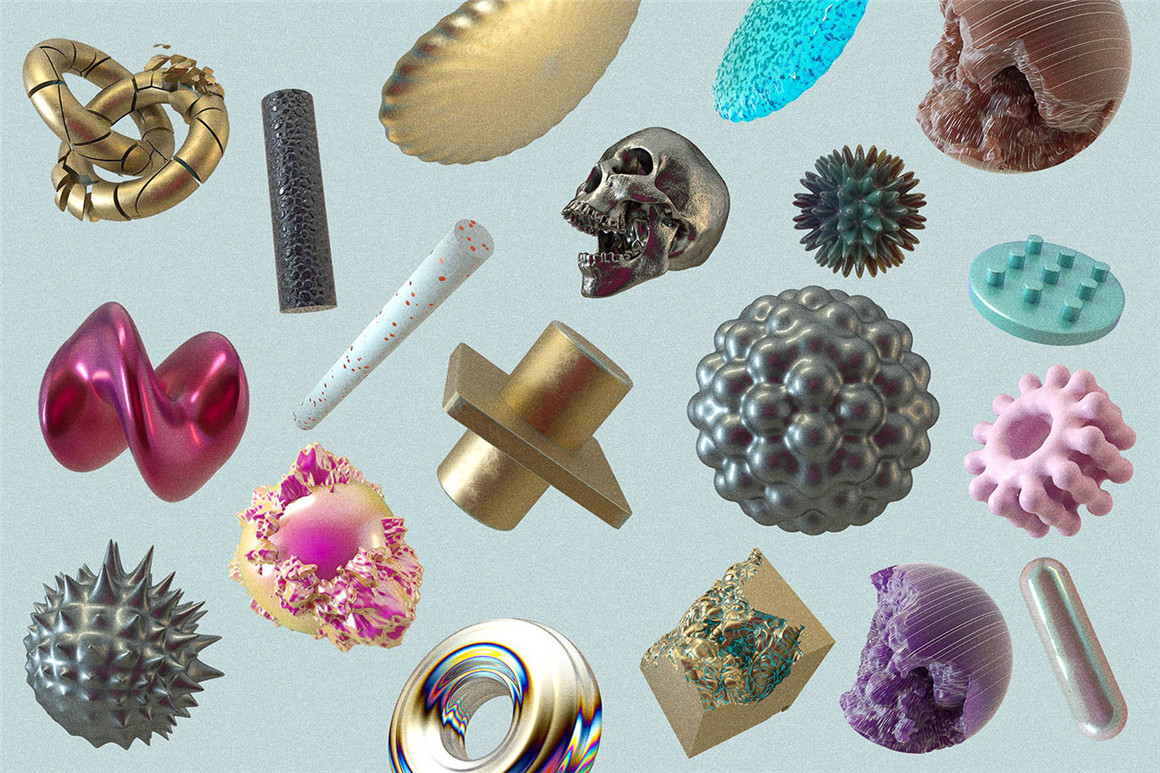 RULEBYART 140个酸性金属质感流体三维3D几何骷髅迷幻抽象艺术PNG元素包 140 Abstract 3D Shapes 图片素材 第6张-素材湾丨精选海外优质设计素材资源 RULEBYART 140个酸性金属质感流体三维3D几何骷髅迷幻抽象艺术PNG元素包 140 Abstract 3D Shapes 图片素材 sucaiwan.com