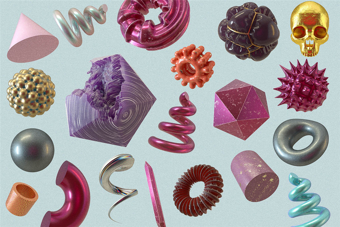 RULEBYART 140个酸性金属质感流体三维3D几何骷髅迷幻抽象艺术PNG元素包 140 Abstract 3D Shapes 图片素材 第7张-素材湾丨精选海外优质设计素材资源 RULEBYART 140个酸性金属质感流体三维3D几何骷髅迷幻抽象艺术PNG元素包 140 Abstract 3D Shapes 图片素材 sucaiwan.com