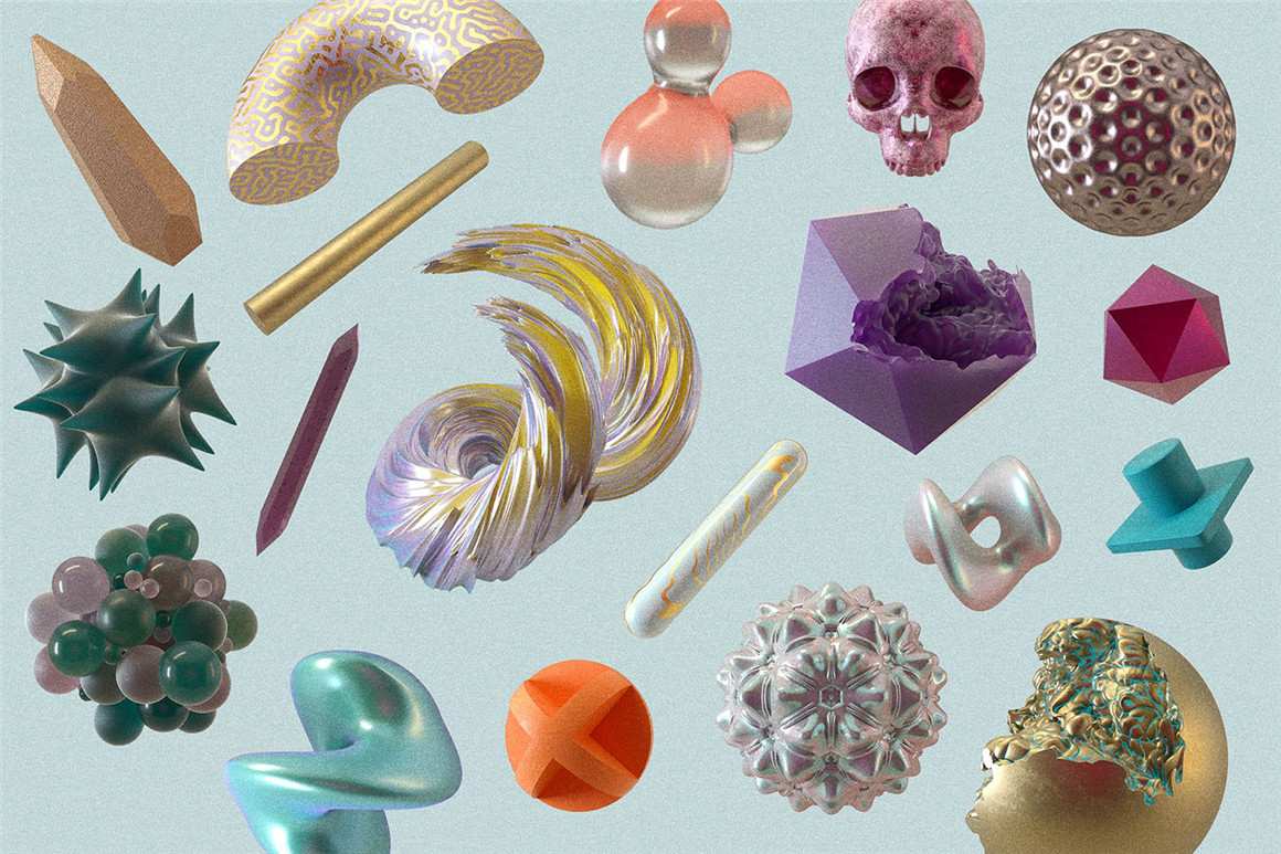 RULEBYART 140个酸性金属质感流体三维3D几何骷髅迷幻抽象艺术PNG元素包 140 Abstract 3D Shapes 图片素材 第8张-素材湾丨精选海外优质设计素材资源 RULEBYART 140个酸性金属质感流体三维3D几何骷髅迷幻抽象艺术PNG元素包 140 Abstract 3D Shapes 图片素材 sucaiwan.com