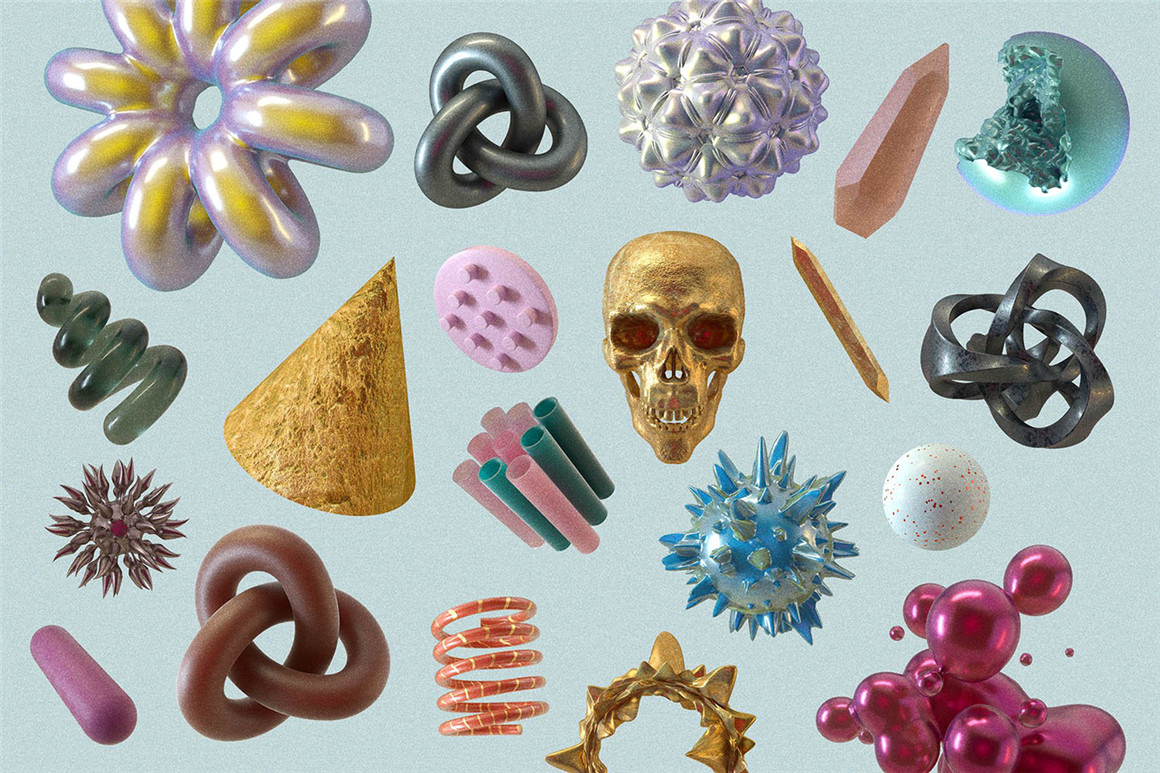 RULEBYART 140个酸性金属质感流体三维3D几何骷髅迷幻抽象艺术PNG元素包 140 Abstract 3D Shapes 图片素材 第9张-素材湾丨精选海外优质设计素材资源 RULEBYART 140个酸性金属质感流体三维3D几何骷髅迷幻抽象艺术PNG元素包 140 Abstract 3D Shapes 图片素材 sucaiwan.com