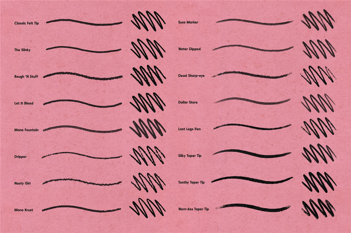 Procreate笔刷:超逼真墨水钢笔记号笔触感美术线条 True Grit Texture Supply Monomania 笔刷资源 第6张-素材湾丨精选海外优质设计素材资源 Procreate笔刷:超逼真墨水钢笔记号笔触感美术线条 True Grit Texture Supply Monomania 笔刷资源 sucaiwan.com