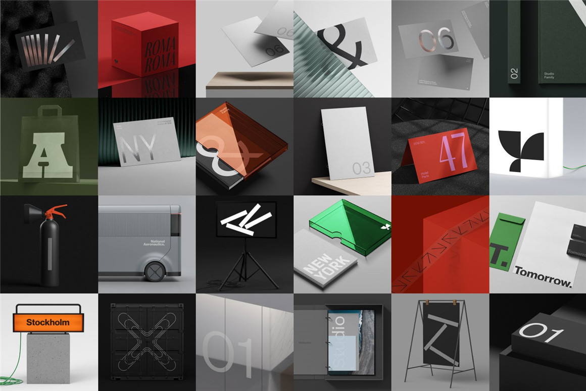 Studio Family 24款高级质感品牌VI提案logo名片海报单张展示PS样机模板 Branding Mockup Collection Studio Family 样机素材 sucaiwan.com
