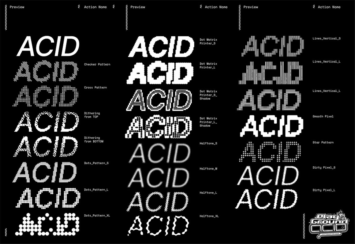 Timur Zima 酸性黑白半调抽象艺术蒸汽波点噪点肌理颗粒PS动作 Playground ACID™ 插件预设 sucaiwan.com