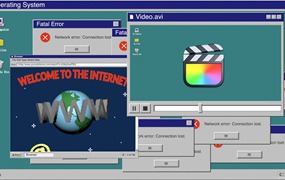 FCPX插件:复古美学WIN95旧计算机窗口进度条提示页弹窗文字闪烁效果