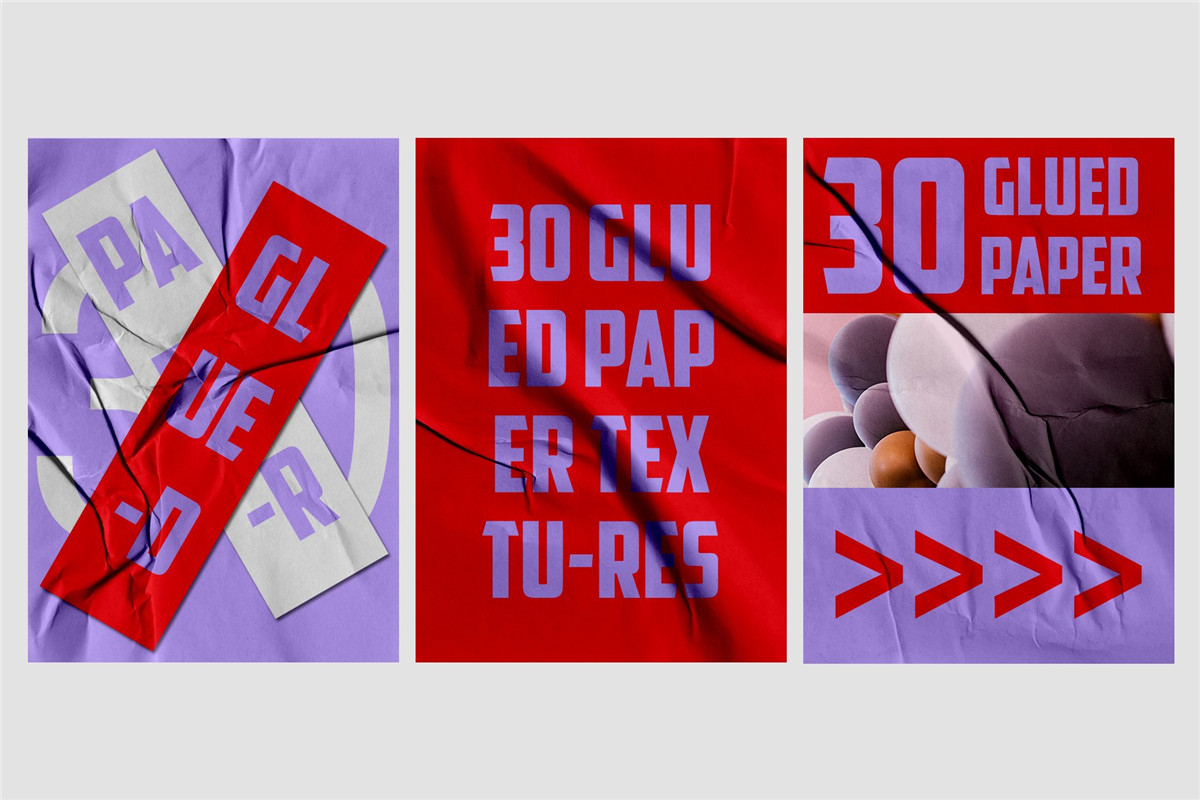 30款做旧褶皱折痕墙贴胶合纸张纹理6K高清背景图片设计素材包 Glued Paper Textures , sucaiwan.com