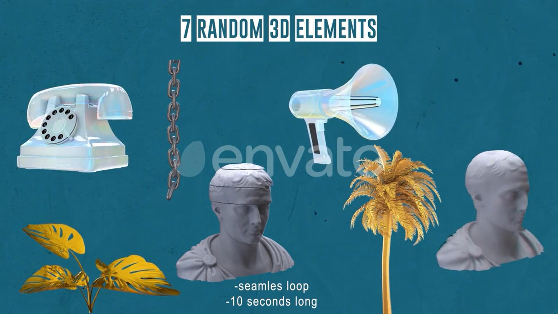 视频素材：38个复古拼贴艺术半色调字母五官雕塑杂志手工剪切元素视频动画包 , sucaiwan.com