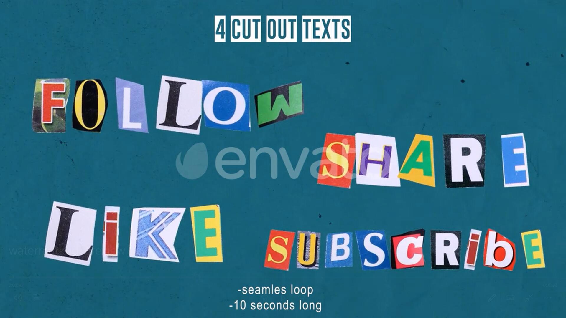 视频素材：38个复古拼贴艺术半色调字母五官雕塑杂志手工剪切元素视频动画包 , sucaiwan.com