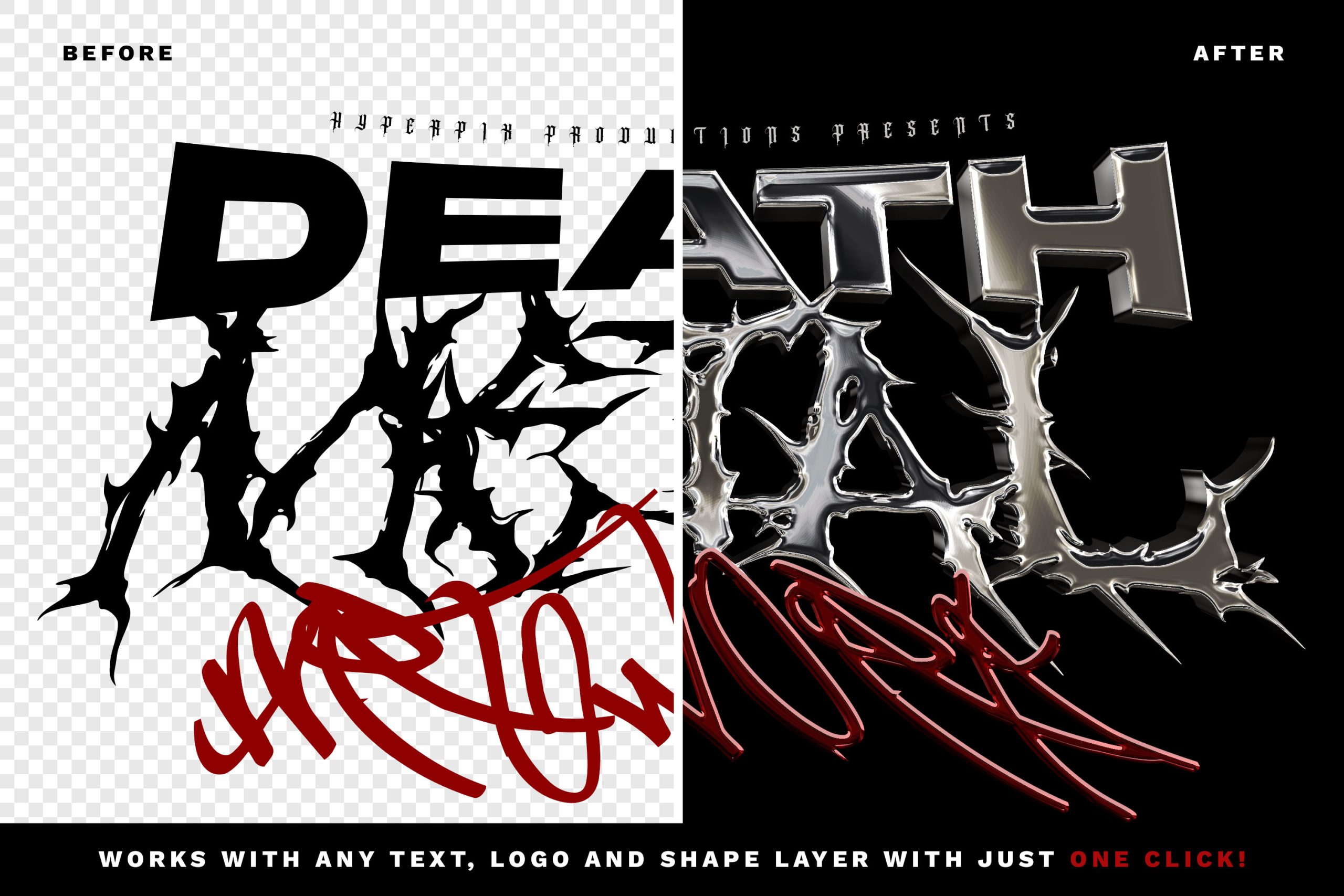 潮流酸性艺术镀铬金属字体特效PSD模板素材 Realistic Metal Chrome Text Effect Vol.6 图片素材 sucaiwan.com