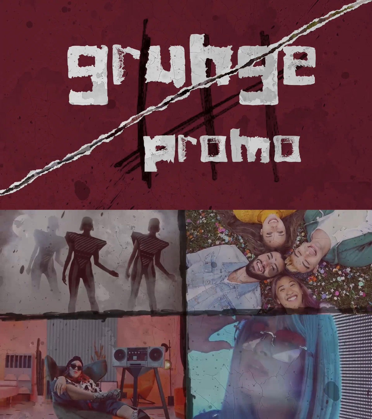 AE模板/PR模板/FCPX插件：朋克未死摇滚风格垃圾纸质油漆污垢动画开场片头 Punks Not Dead , sucaiwan.com