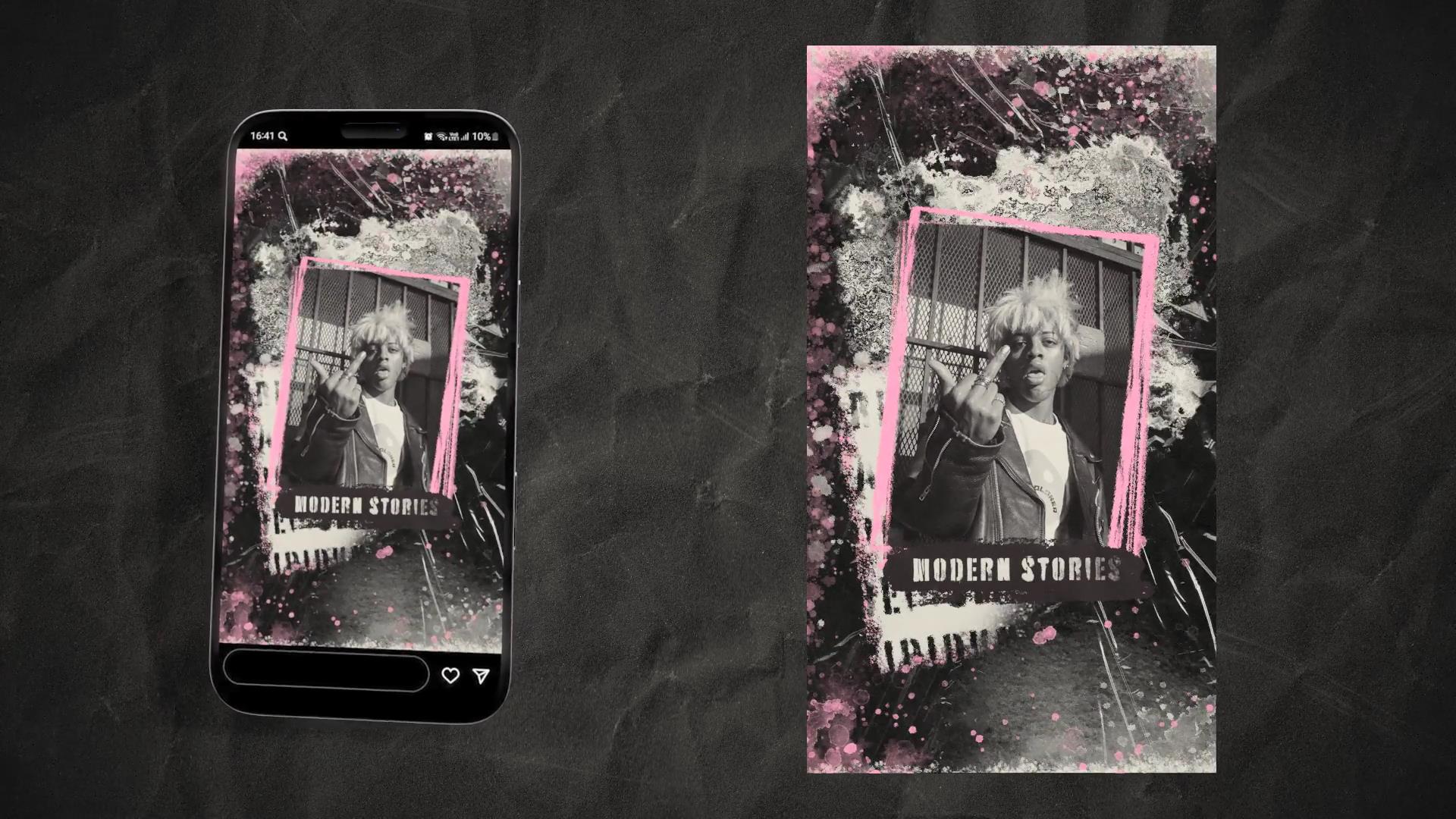 AE模板 潮流说唱摇滚垂直竖版品牌宣传片照片海报动画特效 Pink Grunge Stories 影视音频 第3张-素材湾丨精选海外优质设计素材资源 AE模板 潮流说唱摇滚垂直竖版品牌宣传片照片海报动画特效 Pink Grunge Stories 影视音频 sucaiwan.com