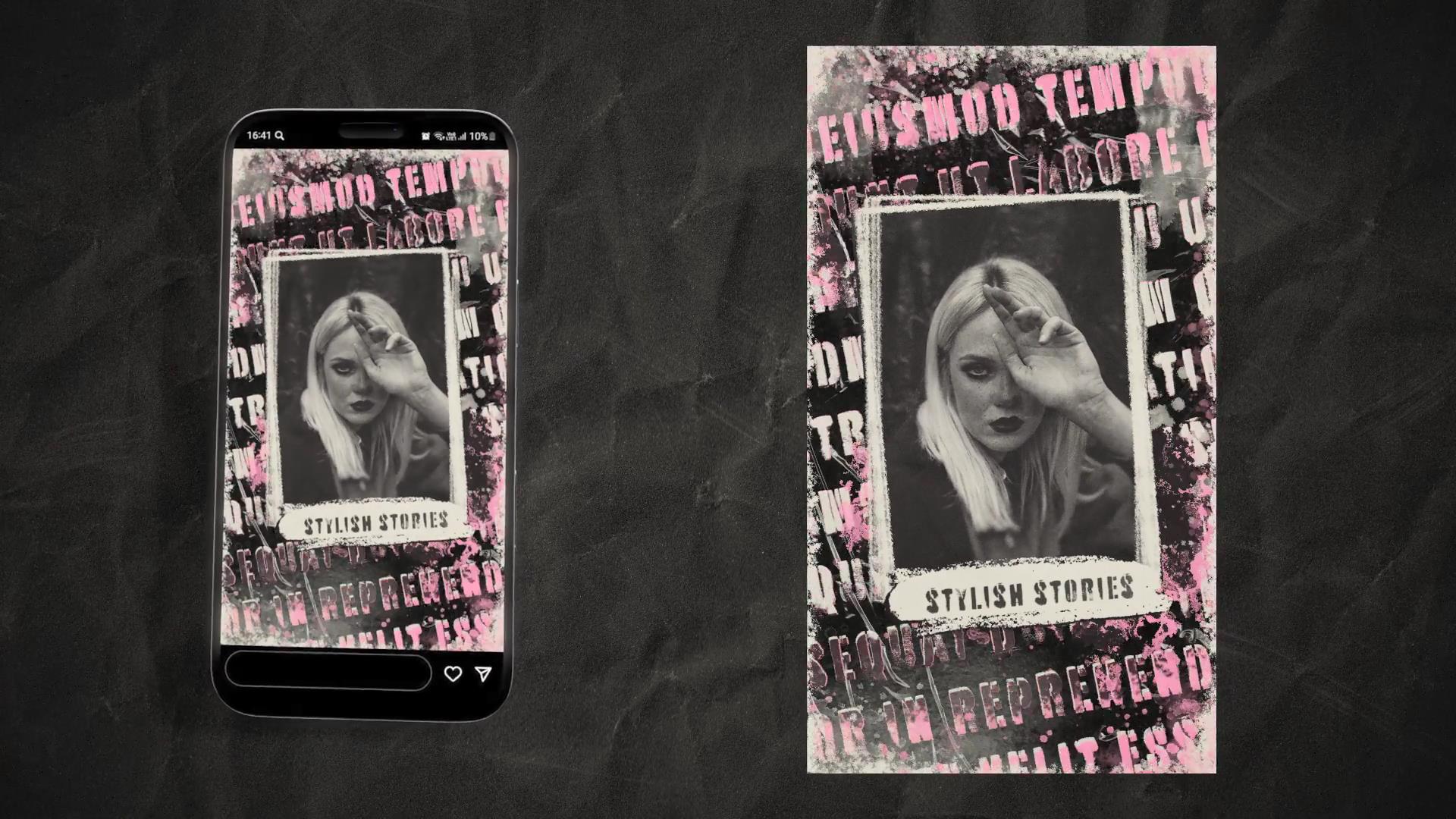 AE模板 潮流说唱摇滚垂直竖版品牌宣传片照片海报动画特效 Pink Grunge Stories 影视音频 第5张-素材湾丨精选海外优质设计素材资源 AE模板 潮流说唱摇滚垂直竖版品牌宣传片照片海报动画特效 Pink Grunge Stories 影视音频 sucaiwan.com