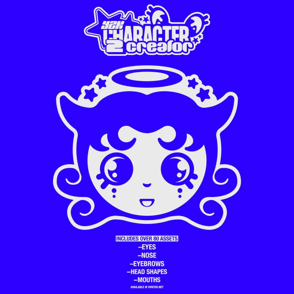 Hvnter 潮流嘻哈Y2K风卡通人物角色头发眼睛眉毛鼻子矢量设计素材 Y2K Character Creator 2 图片素材 第1张-素材湾丨精选海外优质设计素材资源 Hvnter 潮流嘻哈Y2K风卡通人物角色头发眼睛眉毛鼻子矢量设计素材 Y2K Character Creator 2 图片素材 sucaiwan.com