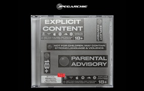 暗黑现代极简风黑白图标LOGO设计图形素材 PARENTAL ADVISORY LOGO PACK