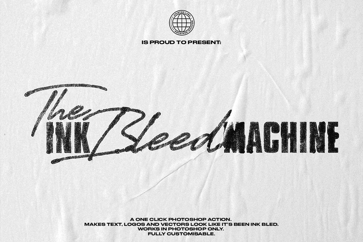 高分辨率逼真文本LOGO矢量图稿墨水渗出印染印刷出血效果PS动作包 The Ink Bleed Machine – One Click 插件预设 第1张-素材湾丨精选海外优质设计素材资源 高分辨率逼真文本LOGO矢量图稿墨水渗出印染印刷出血效果PS动作包 The Ink Bleed Machine – One Click 插件预设 sucaiwan.com
