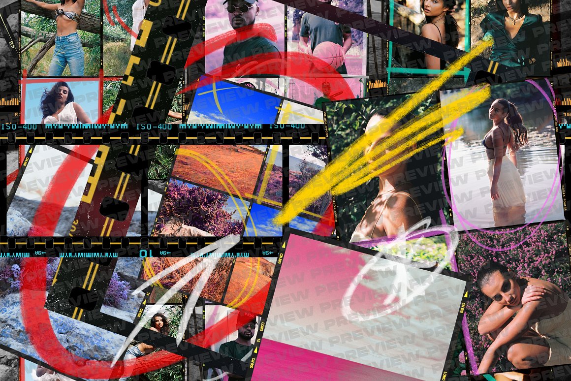 DBSLONDON 复古美学35MM情绪胶片边框条竖屏电影帧PNG素材包 Film Borders & Frames Mega Bundle 图片素材 sucaiwan.com