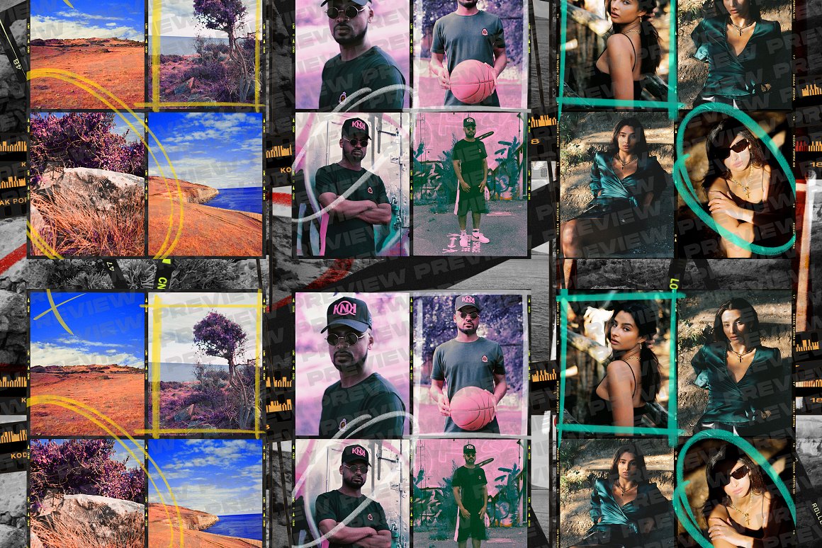 DBSLONDON 复古美学35MM情绪胶片边框条竖屏电影帧PNG素材包 Film Borders & Frames Mega Bundle 图片素材 sucaiwan.com