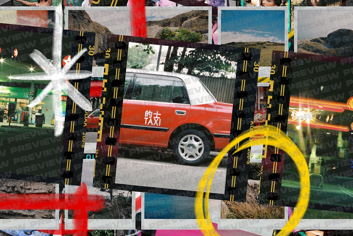 DBSLONDON 复古美学35MM情绪胶片边框条竖屏电影帧PNG素材包 Film Borders & Frames Mega Bundle 图片素材 sucaiwan.com