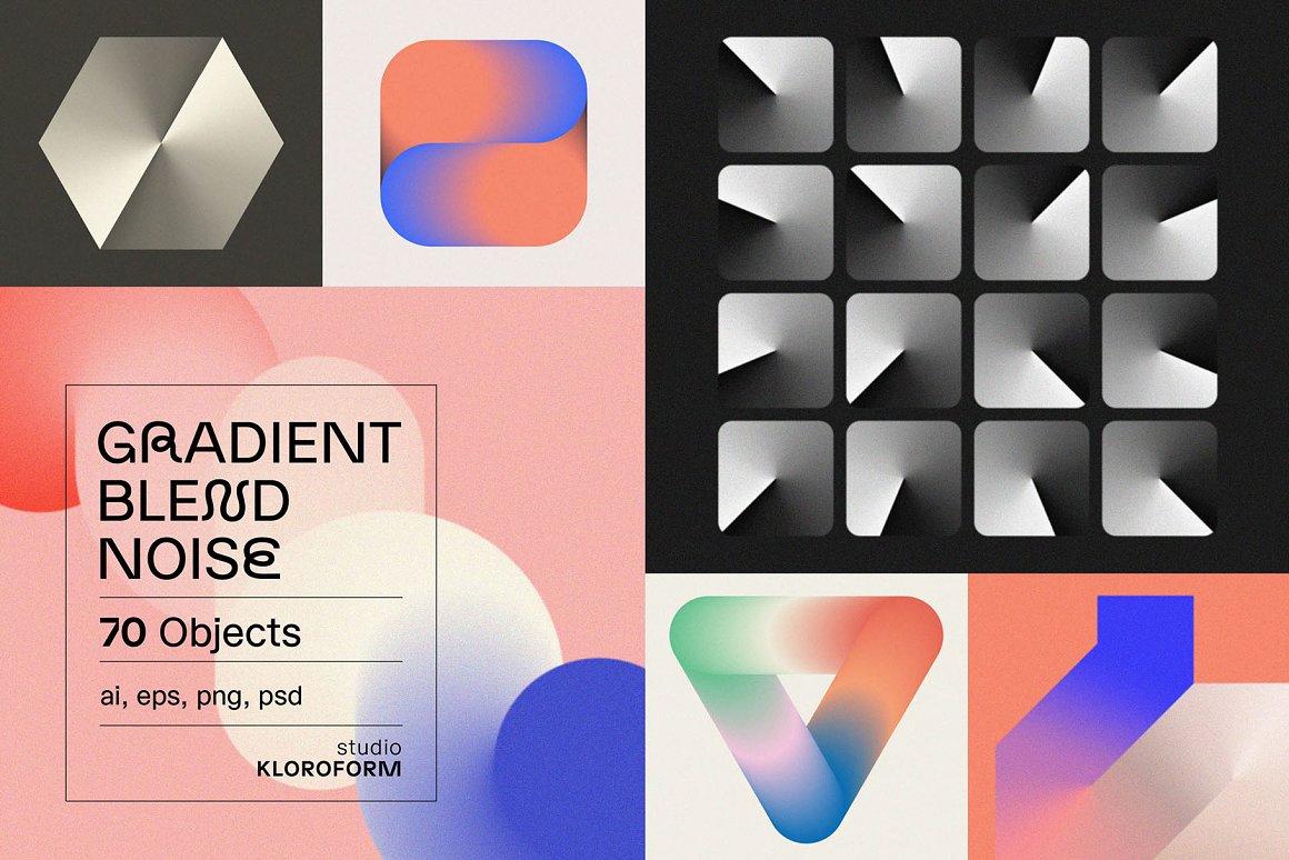 LOROFORM 70个抽象艺术渐变混合噪声几何图形海报背景设计元素包 GRADIENT BLEND NOISE VOL. 1 图片素材 第1张-素材湾丨精选海外优质设计素材资源 LOROFORM 70个抽象艺术渐变混合噪声几何图形海报背景设计元素包 GRADIENT BLEND NOISE VOL. 1 图片素材 sucaiwan.com