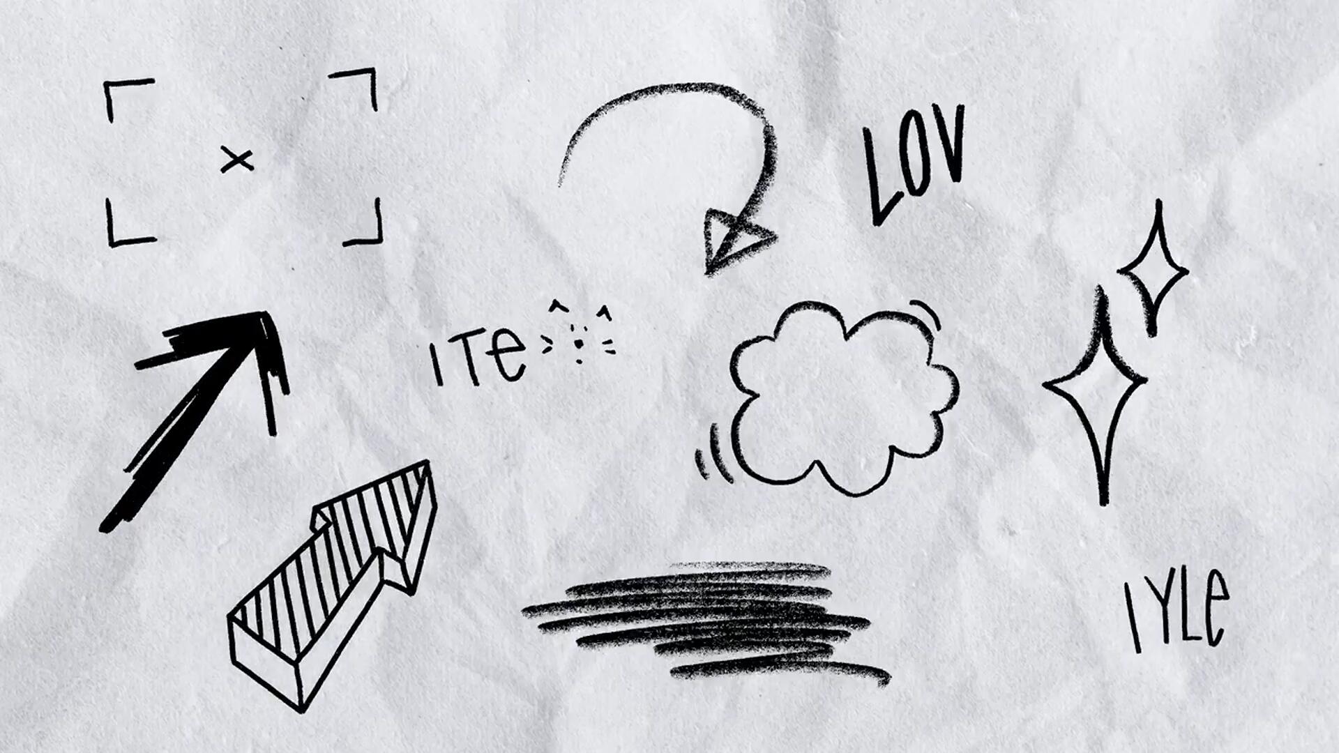 FCPX插件：50个复古夏日多彩涂鸦艺术拼贴手绘笔迹综艺VLOG动画元素插件包 , sucaiwan.com