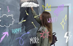 FCPX插件:50个复古夏日多彩涂鸦艺术拼贴手绘笔迹综艺VLOG动画元素插件包