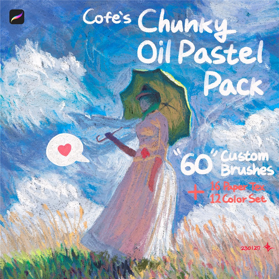 Procreate笔刷:60款专业厚涂手绘油画棒Procreate画笔奶油质感纹理肌理调色板笔刷绘画套装 COFE’s Chunky Oil Pastel Pack for Procreate , 第1张-素材湾丨精选海外优质设计素材资源 Procreate笔刷:60款专业厚涂手绘油画棒Procreate画笔奶油质感纹理肌理调色板笔刷绘画套装 COFE’s Chunky Oil Pastel Pack for Procreate , sucaiwan.com