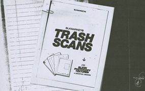 BLKMARKET 75个高分辨率黑白文件影印纸张标签背景设计纹理 TRASH SCANS