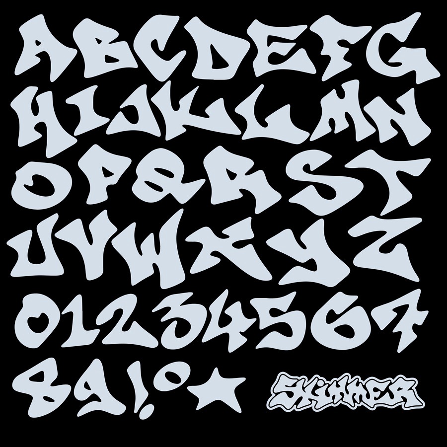 高质量复古Y2K千禧风手绘垃圾反设计笨拙丑陋英文装饰字体 SKIMMER Typeface 设计素材 sucaiwan.com