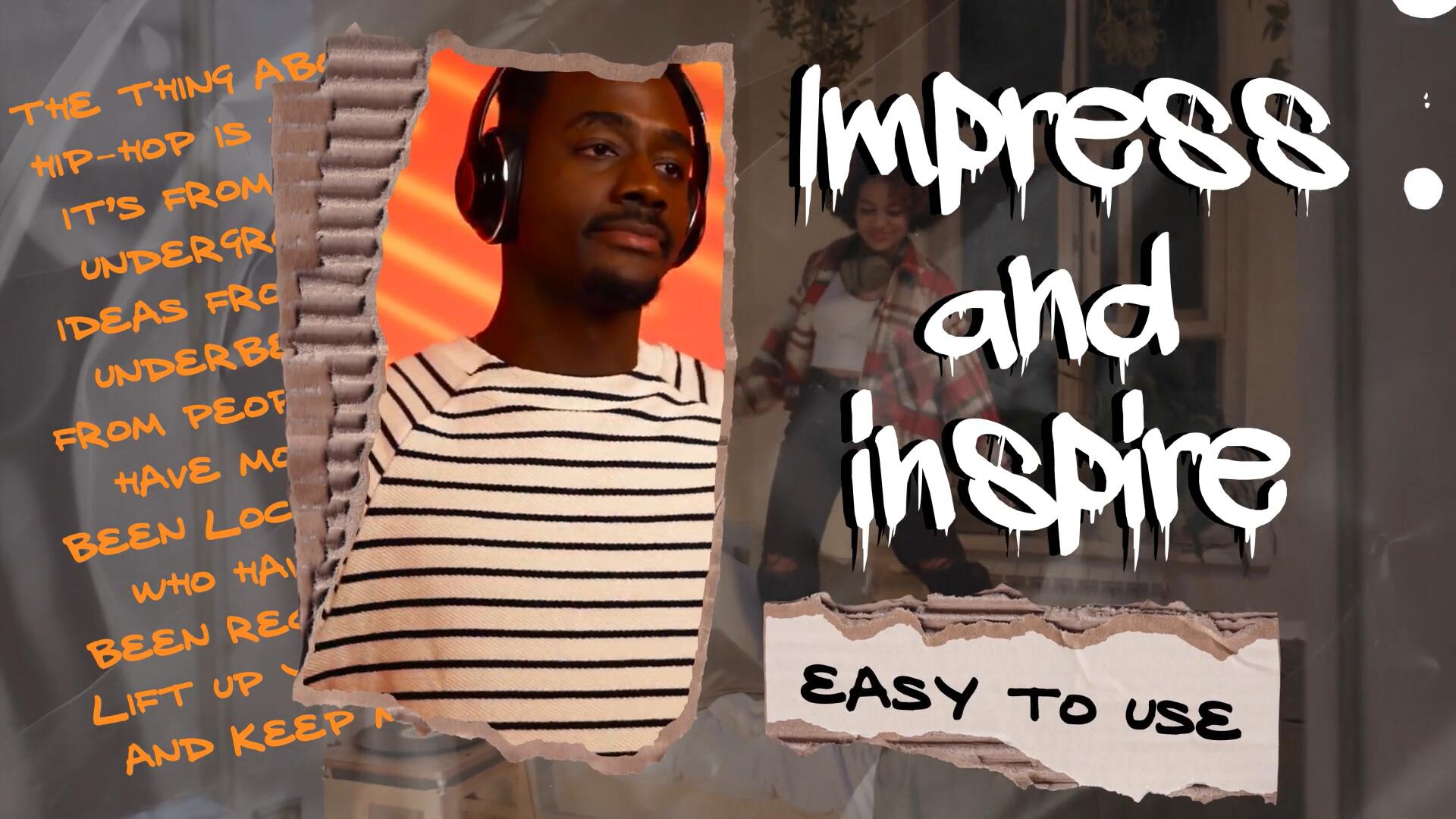 达芬奇模板：复古街头涂鸦城市拼贴艺术风格开场片尾模板 , sucaiwan.com