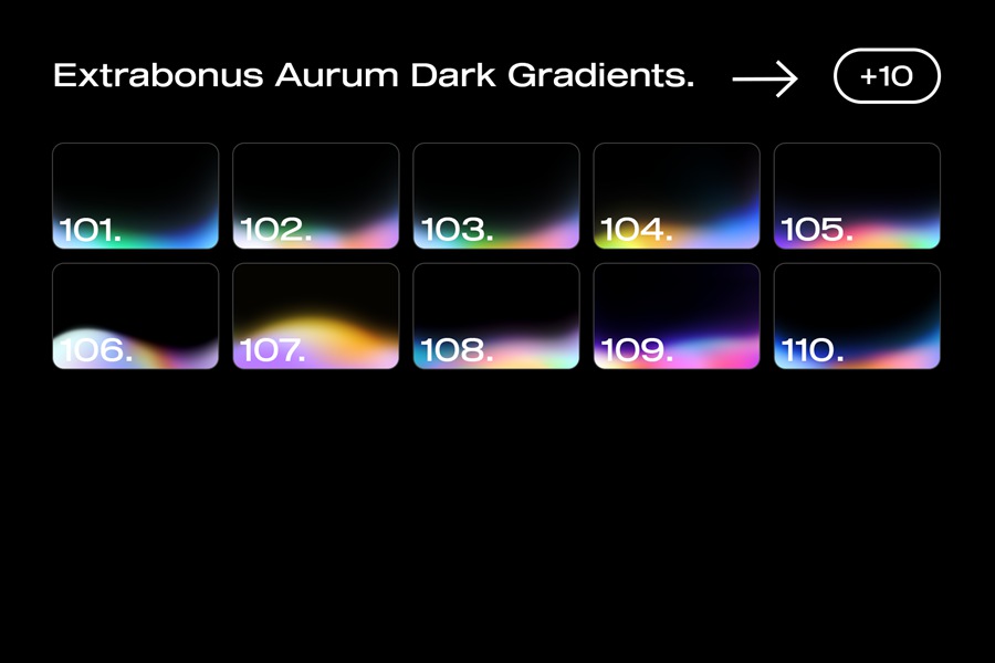 潮流弥散渐变光晕未来科技感噪点肌理背景素材 100 Aurum Dark Gradients Collection 图片素材 sucaiwan.com